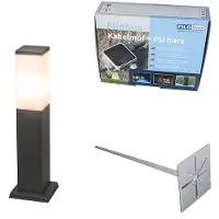 QAZQA Buitenlamp donkergrijs met opaal glas met grondpin en kabelmof 45cm IP44 - Malios