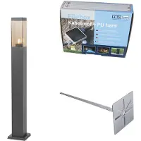 QAZQA Moderne buitenpaallamp donkergrijs met smoke 80 cm - Malios