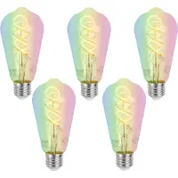 Luumr Set van 5 Smart E27 dimbare LED lampen ST64 helder RGBW 4W 250 lm 2700K