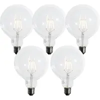 LUEDD Set van 5 E27 3-staps dimbaar LED spiraal filament G125 4W 450 lm 2700K
