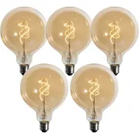 LUEDD Set van 5 E27 dimbare LED lampen spiraal filament goud G125 4W 270 lm 2700K