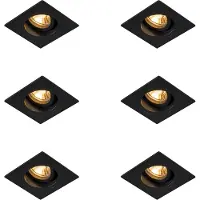 QAZQA Set van 6 Moderne inbouwspot zwart 9,3 cm draai- en kantelbaar - Chuck