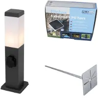 QAZQA Buitenlamp donkergrijs met grondpin en kabelmof 45cm incl. stopcontact IP44 - Malios
