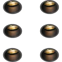 QAZQA Set van 6 moderne inbouwspots zwart met goud draai- en kantelbaar - Alloy