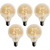 LUEDD Set van 5 E27 Dimbare LED spiraalvormige filament G95 4W 270lm 2200K
