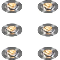 QAZQA Set van 6 inbouwspots rond aluminium verstelbaar - Chuck