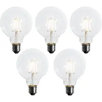 LUEDD Set van 5 E27 dimbare LED lamp G95 5W 450 lm 2700K