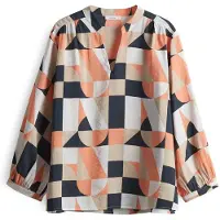 Opus Blouse 'Falinde' beige / lichtoranje / zwart / wit