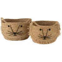 J-Line Set of 2 baskets kitty reed natural/black