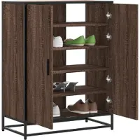 vidaXL Schoenenkast 75x38x97,5 cm bewerkt hout en metaal bruin eiken