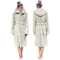 Linnick Teddy Pluche Badjas met Capuchon inclusief Teddy Tas - off white - L