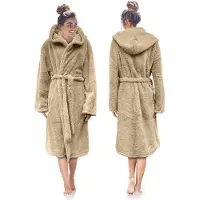 Linnick Teddy Pluche Badjas met Capuchon inclusief Teddy Tas - shady sand - L