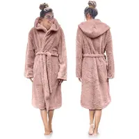 Linnick Teddy Pluche Badjas met Capuchon inclusief Teddy Tas - light pink - M
