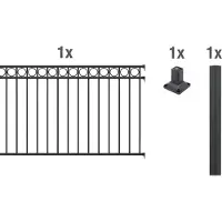 Alberts Metalen hek Circle Hoogte: 100 en 120 cm, breedte: 200 cm, om vast te schroeven (4 stuks)