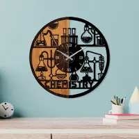 Opviq , Hout - TNL1175, Notenbruin, Zwart, Wandklokken, 100% hout (dikte: 3 cm) / metaal