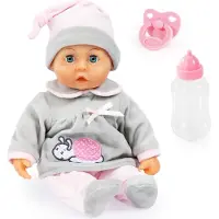 Bayer - Babypop First Words Baby 38 cm in grijs