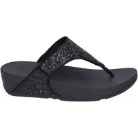 FitFlop Lulu Glitter Toe-Thongs PU Glitter Dames Slippers - Zwart Glitter