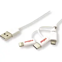 Roline USB 2.0 8pin sync & oplaadkabel Type A - Type C / 8-pins / USB MicroB, wit, 1 m