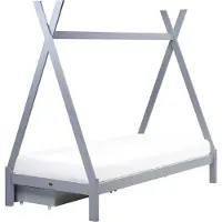 Beliani DEVAY - Kinderbed met opbergruimte - Grijs - 90 x 200 cm - Grenenhout