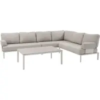 AVH-Collectie Hong Kong hoek loungeset 4 delig aluminium latte zand