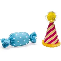 Beeztees Knuffel Feestmuts En Snoep 10 X 8 X 3 Cm 2 Stuks