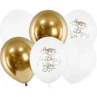 Party Deco Ballonnen - 30 cm - 6 stuks - birthday goud
