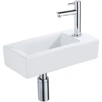 Qeramiq Fuente fonteinset – 37.5x18.5x9 cm – keramiek wit glans – kraangat rechts – chromen kraan SW1122445/SW696209/SW696219/SW696234