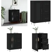 vidaXL Dressoir 69,5x34x90 cm bewerkt hout zwart - Dressoir - Dressoirs - Opbergkast - Wandkast