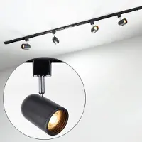 LumenXL Modern railsysteem 1-fase van 1,5 meter met Collin spots - zwarte plafondlamp