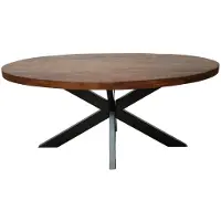 Lizzely Garden & Living Eettafel ovaal mangohout 200cm James walnoot bruin ovale industriële tafel duurzaam mango eetkamertafel