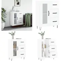 vidaXL Dressoir 69,5x34x90 cm bewerkt hout hoogglans wit - Dressoir - Dressoirs - Opbergkast - Wandkast