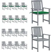 vidaXL Tuinstoelen 8 st met kussens massief acaciahout grijs - Tuinstoel - Tuinstoelen - Buitenstoel - Buitenstoelen