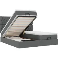 vidaXL Ottoman bed met matrassen en LED's 160x200cm stof donkergrijs