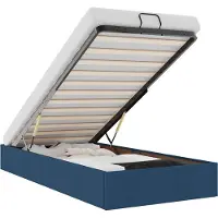 vidaXL Bedframe zonder matras 90x190 cm stof blauw