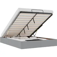 vidaXL Bedframe zonder matras 140x200 cm stof lichtgrijs
