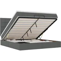 vidaXL Ottoman bed met matrassen 200x200cm stof donkergrijs