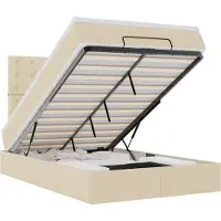 vidaXL Ottoman bed met matras en LED's 120x200cm stof crèmekleurig