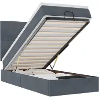 vidaXL Ottoman bed met matrassen 140x190cm fluweel donkergrijs