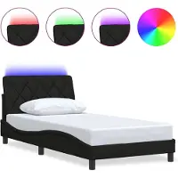 vidaXL Bedframe met LED zonder matras 100x200 cm stof zwart