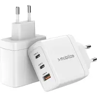 Mobilizera Wall Charger 2x USB-C + 1x USB GaN 65W with PD/PPS White