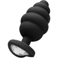 Ouch! Ouch – Buttplug met ribbels en Diamant Hartje – Medium