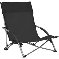 vidaXL Strandstoelen 2 st inklapbaar stof zwart - Campingstoel - Campingstoelen - Kampeerstoel - Kampeerstoelen