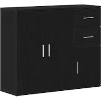 vidaXL - Dressoir - zwart - eiken - 91x29,5x75 - cm - bewerkt - hout
