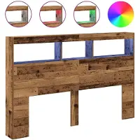 vidaXL Hoofdbordkast met LED 160x17x102 cm oud hout