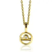 Zinzi gold plated zilveren Weegschaal sterrenbeeldhanger bezet met witte zirkonia ZIHY-WEE (zonder collier)