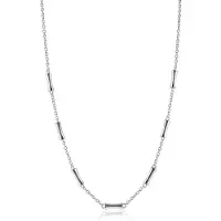 Zinzi zilveren schakel ketting met zeven gladde bamboe vormen 40-45m ZIC2577