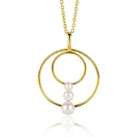 Zinzi 34mm gold plated zilveren ronde fantasie hanger bezet met drie ronde witte zoetwaterparels ZIH2616 (zonder collier)