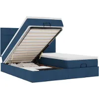 vidaXL Ottoman bed met matrassen 160x200cm stof blauw