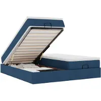 vidaXL Ottoman bed met matrassen 160x200cm stof blauw