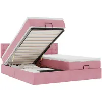vidaXL Ottoman bed met matrassen en LED's 160x200cm fluweel roze